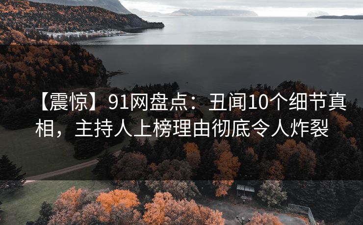 【震惊】91网盘点：丑闻10个细节真相，主持人上榜理由彻底令人炸裂