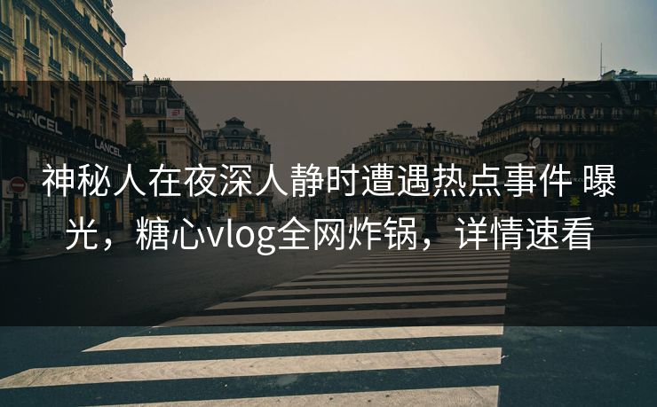 神秘人在夜深人静时遭遇热点事件 曝光,糖心vlog全网炸锅,详情速看 神秘人在夜深人静时遭遇热点事件 曝光,糖心vlog全网炸锅,详情速看