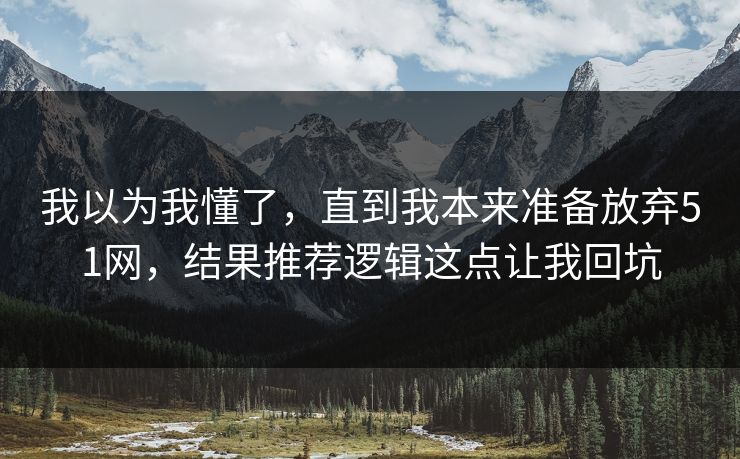 我以为我懂了，直到我本来准备放弃51网，结果推荐逻辑这点让我回坑